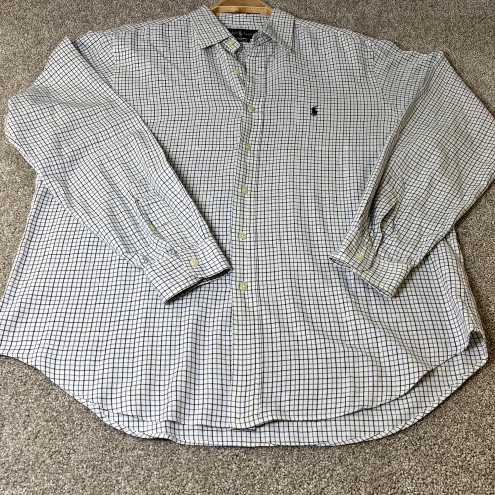 Ralph Lauren Mens XL Classic Fit Plaid Check Button Down Long Sleeve Shirt